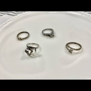 Lot of 4 Silver Tone Rings
